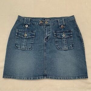 Y2K Bongo Early 2000s Vintage Denim Cargo Style Mini Jean Skirt Size 9